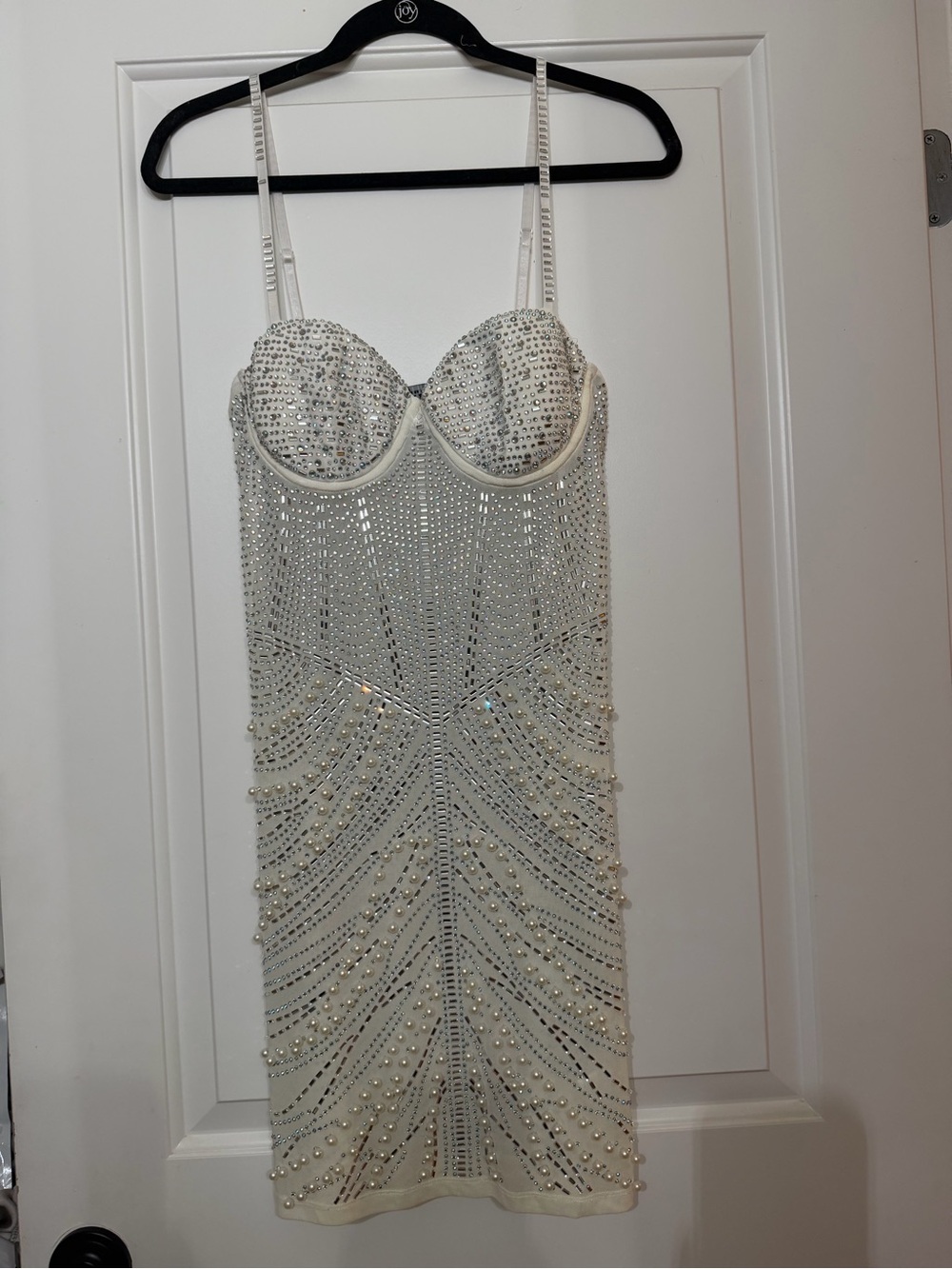 AKIRA Ivory Crystal-Embellished Bustier Mini Dress